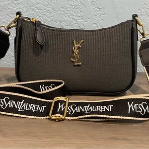 Charcoal Shoulder Bag with Gold Plated Accents